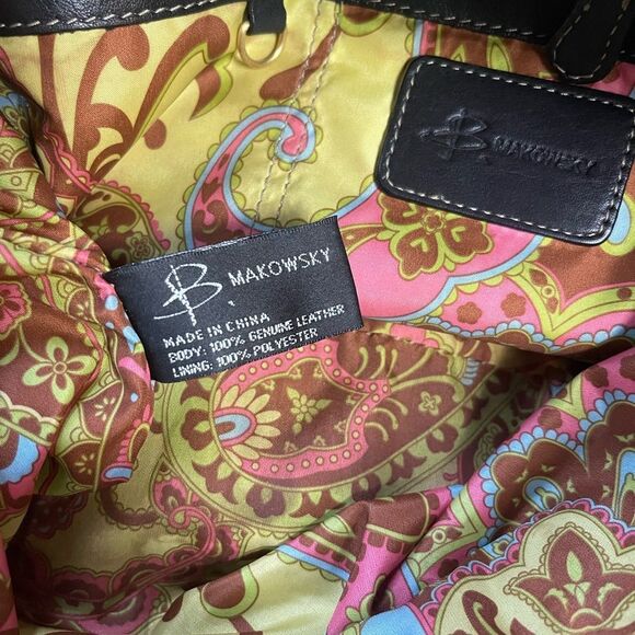 B. Makowsky soft leather black shoulder bag gold tone hardwares &tassel accents. - Picture 13 of 13